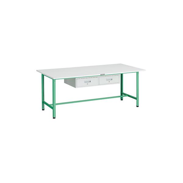 トラスコ TRUSCO 業務用 軽量作業台 2列1段引出し付 ヤンググリーン1800X900X740mm AE-1809FL2 YG 183-3888