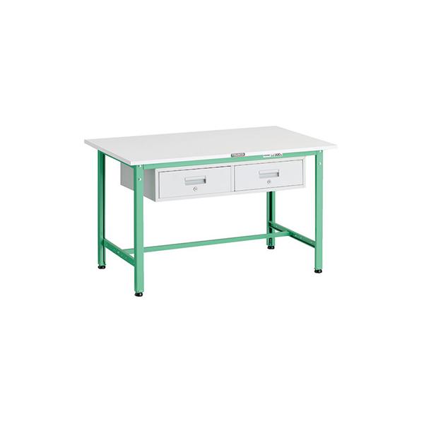 トラスコ TRUSCO 業務用 軽量作業台 2列引出付 ヤンググリーン 1200X750X740mm RAE-1200FL2 YG 183-3892