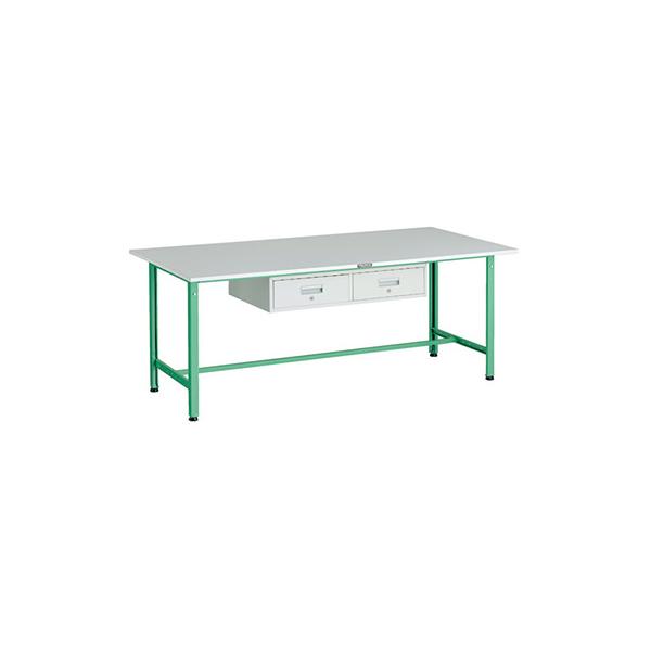 トラスコ TRUSCO 業務用 軽量作業台 2列引出付 ヤンググリーン 1800X900X740mm RAE-1809FL2 YG 183-3898