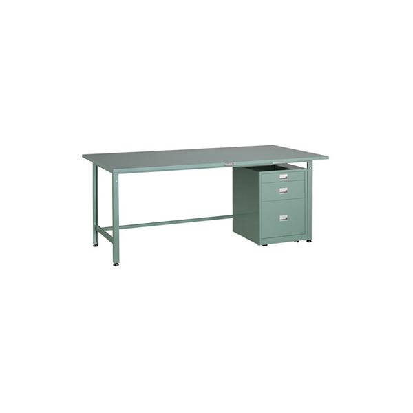 トラスコ TRUSCO 業務用 軽量作業台 3段キャビネット付 グリーン 1800X900X740mm SAE-1809UDC111 467-2828