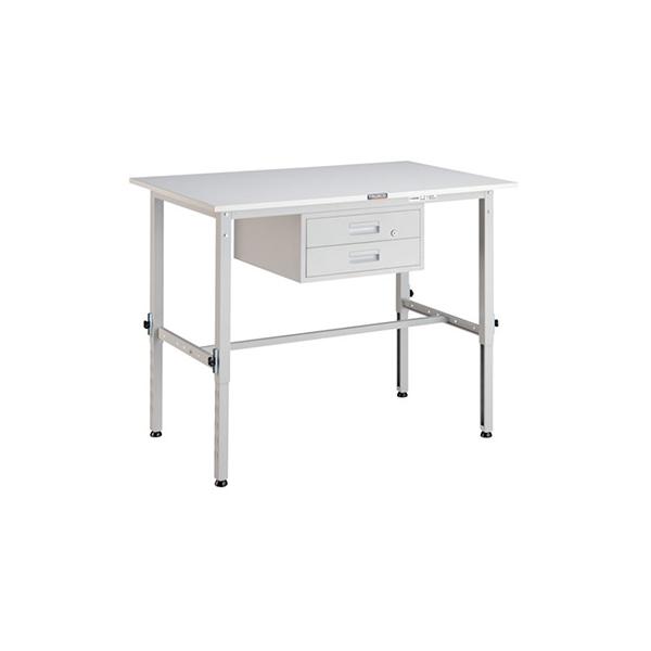 トラスコ TRUSCO 業務用 高さ調節式作業台 2段引出し付 ホワイト900X600X650〜950mm AEM-0960F2 W 466-7395