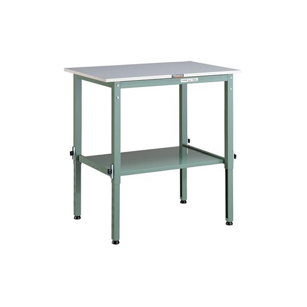 トラスコ TRUSCO 業務用 高さ調節式作業台 下棚2枚付 グリーン 900X600X650〜950mm RAEM-0960LT2 467-2275