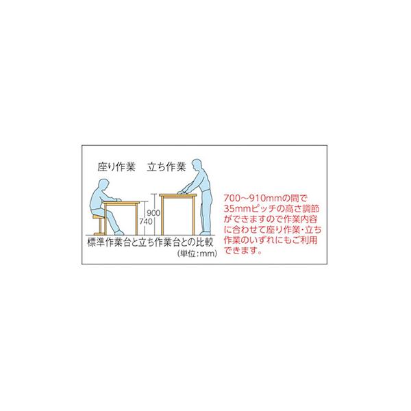 トラスコ TRUSCO 高さ調節式作業台 上棚付 ダークグレー 1800X750X1004〜1214mm AWMR-1875YURB 466-7875_1