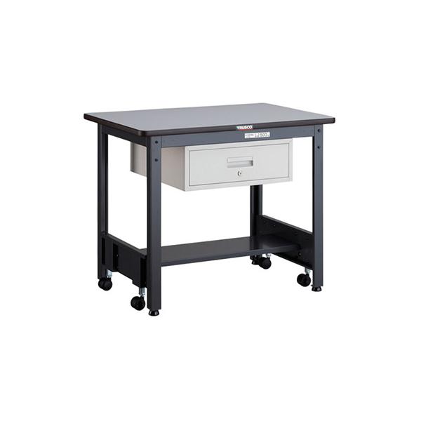 トラスコ TRUSCO キャスターフリー作業台 1段引出し付 ダークグレー 900X600X740mm CFWP-0960F1 277-9421