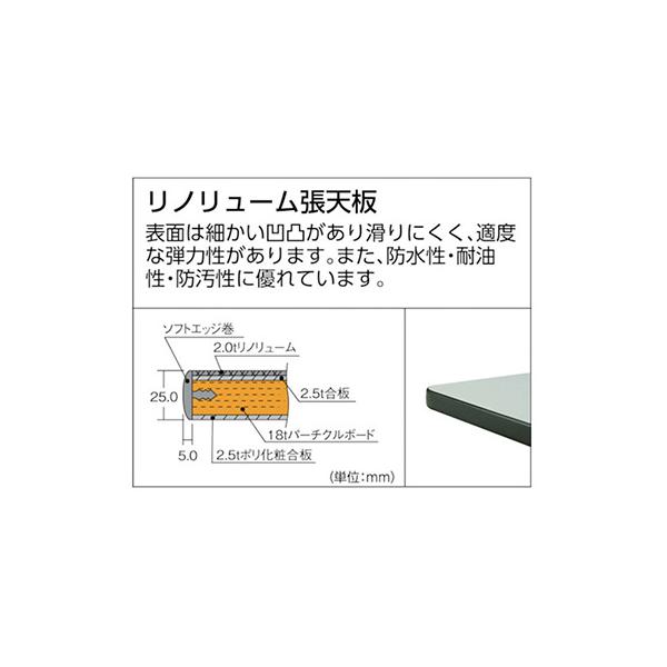 トラスコ TRUSCO キャスターフリー作業台 2段引出し付 ダークグレー 1800X900X740mm CFWR-1890F2 277-9846_2
