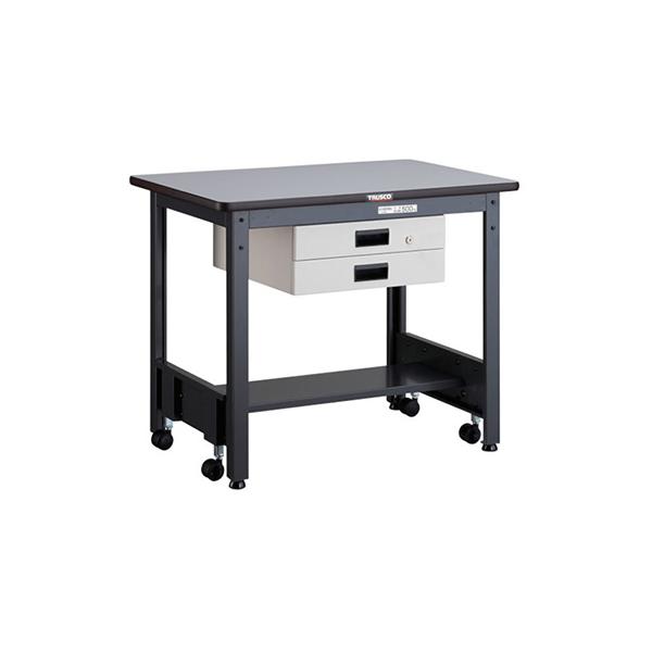 トラスコ TRUSCO 業務用 作業台 薄型2段引出し付 ダークグレー 900X600X740mm CFWP-0960UDK2 466-7981