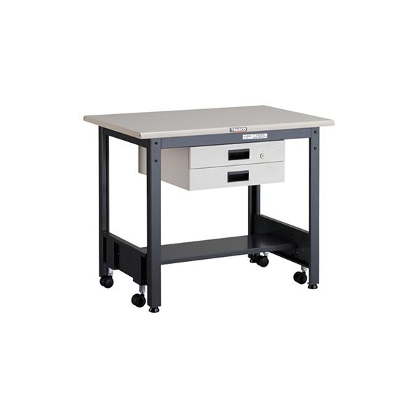 トラスコ TRUSCO 業務用 作業台 薄型2段引出し付 ダークグレー 900X600X740mm CFWS-0960UDK2 466-8049