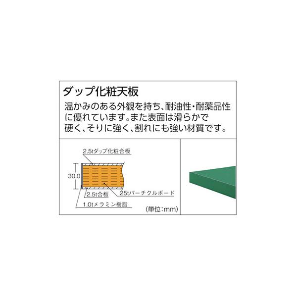 トラスコ TRUSCO オレンジブック 中量作業台 1段引出し付 グリーン 1800X900X740mm GWP-1890F1 770-1977_2