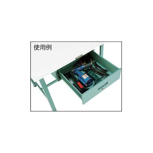 トラスコ TRUSCO オレンジブック 業務用 中量作業台 1段引出し付 グリーン 900X600X740mm GWS-0960F1 301-2123_4