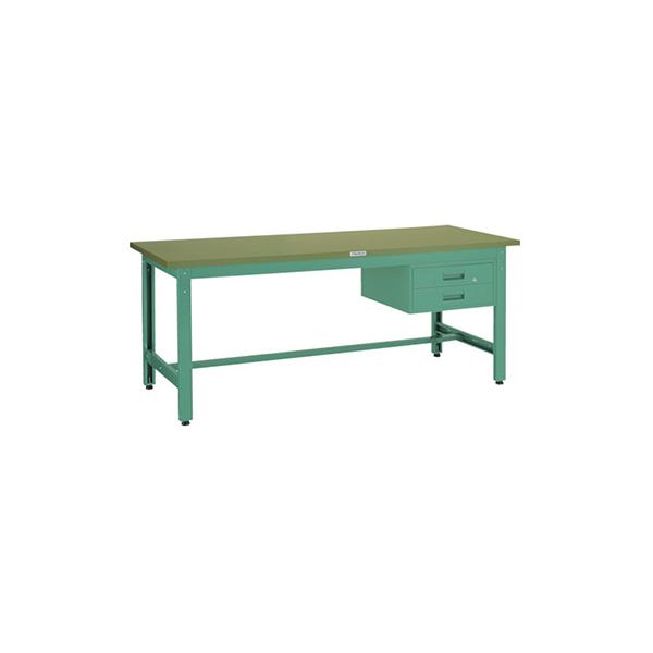 トラスコ TRUSCO オレンジブック 業務用 中量作業台 2段引出し付 グリーン 900X600X740mm GWS-0960F2 301-2212
