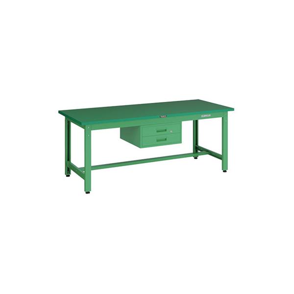 トラスコ TRUSCO 業務用 中量作業台 2段引出し付 ヤンググリーン 1800X900X740mm GWP-1890F2 YG 466-8839