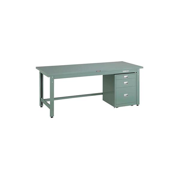 トラスコ TRUSCO 業務用 中量作業台 3段キャビネット付 グリーン 1500X750X740mm GWS-1575UDC111 466-9100