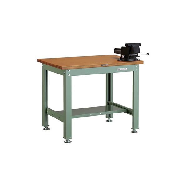 トラスコ TRUSCO 業務用 中量作業台 回転台付アンビルバイス付 グリーン 900X600X740mm HW-0960VRS 301-3928