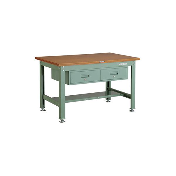 トラスコ TRUSCO オレンジブック 中量作業台 2列引出し付 グリーン 1200X750X740mm HW-1200FL2 278-2162