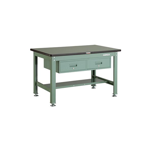 トラスコ TRUSCO オレンジブック 中量作業台 2列引出し付 グリーン 1200X750X740mm RHW-1200FL2 278-2049