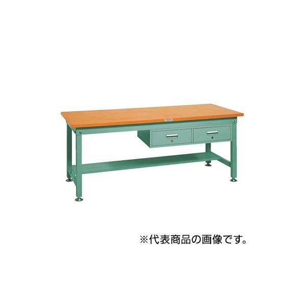トラスコ TRUSCO オレンジブック 中量作業台 2列引出し付 グリーン 1800X900X740mm SHW-1809FL2 289-1875