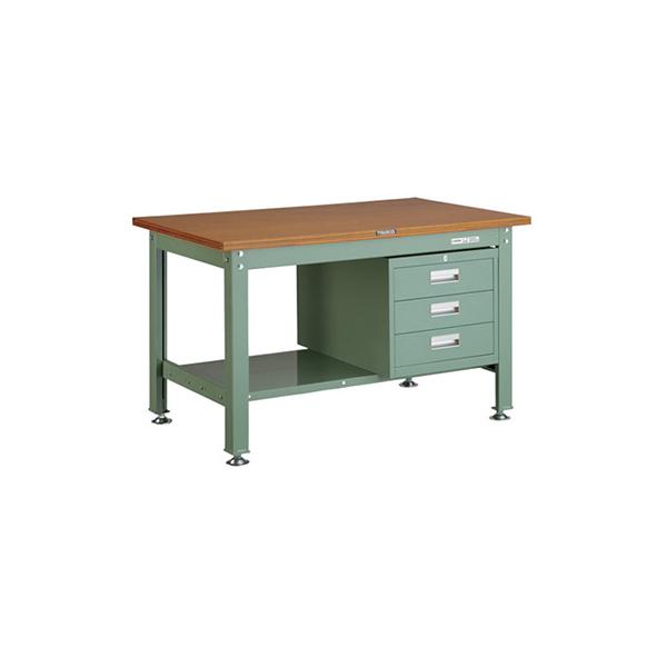 トラスコ TRUSCO オレンジブック 中量作業台 3段キャビネット付 グリーン 1200X750X740mm HW-1200D3 278-3002