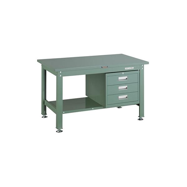 トラスコ TRUSCO オレンジブック 中量作業台 3段キャビネット付 グリーン 1200X750X740mm SHW-1200D3 289-1883