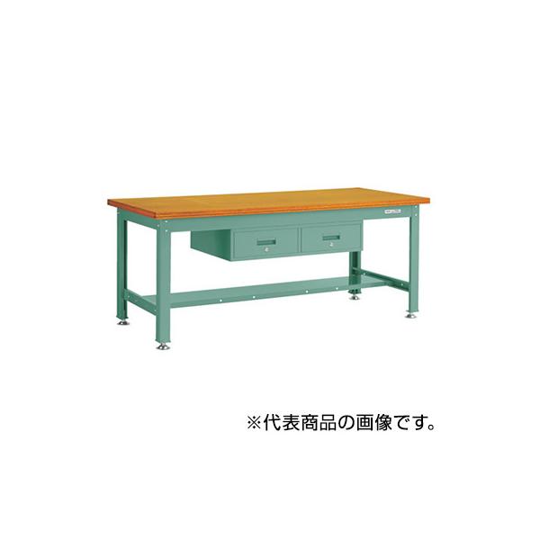 トラスコ TRUSCO オレンジブック 業務用 中量作業台 2列引出し付 グリーン1800X900X740mm DW-1809FL2 466-8367