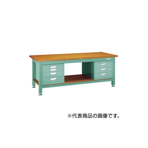 トラスコ TRUSCO 業務用 重量作業台 3段・4段キャビネット付 グリーン1200X750X740mm RTW-1200D3D4 770-2922
