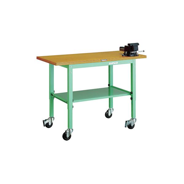 トラスコ TRUSCO 業務用 作業台 バイス付・キャスタータイプ1200X600X691〜901mm UTVC-1260V12YG 467-3786