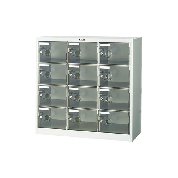 トラスコ TRUSCO オレンジブック シューズケース ロッカー 12人用 シリンダ錠式 ネオグレー SC-12PC-L 799-2297