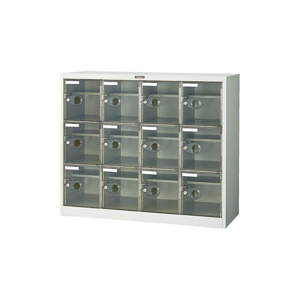 トラスコ TRUSCO オレンジブック 棚付シューズケース 12人用 シリンダ錠式 ネオグレー SC-12WPC-L 799-2319