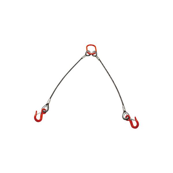 トラスコ TRUSCO 2本吊り玉掛けワイヤロープスリング アルミロックスリング フック付 6mm×1m 1S TWEL-2P-6S1 160-6388