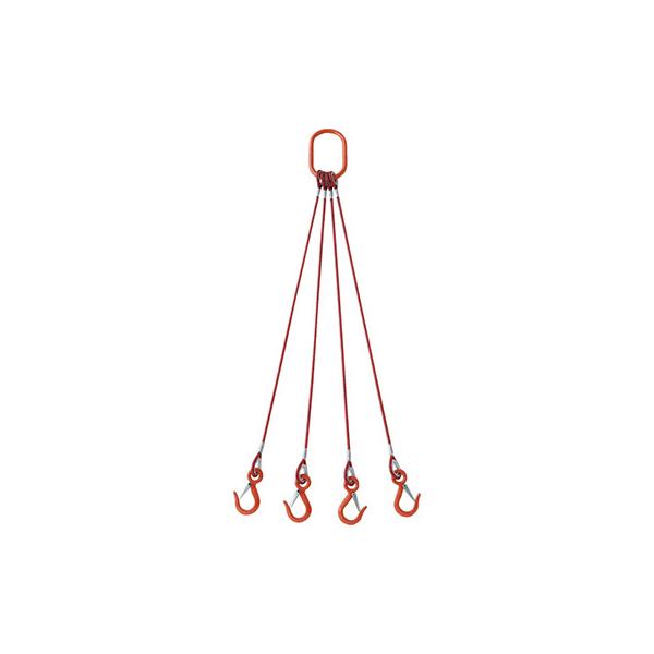 TRUSCO(トラスコ) 4本吊玉掛ワイヤーロープスリング(カラー被覆付)アルミロックタイプ 黄透明2M 収縮カバー付 TWSP4P9S2W 玉掛ワイヤーロープスリング(カラー被覆・収縮カバー付) 4本吊り・収縮