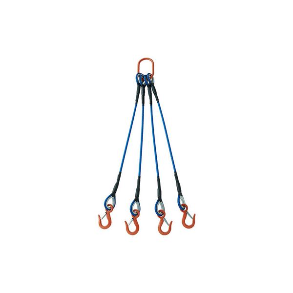 トラスコ TRUSCO 4本吊玉掛ワイヤロープスリング カラー被覆付 青透明 収納カバー付 1.5m 1S TWSP4P12S1.5WT 216-8586