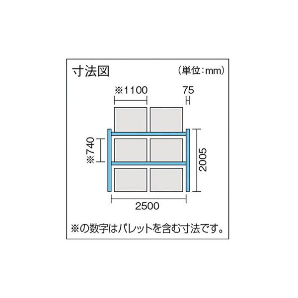 トラスコ TRUSCO 重量パレットラック2トン2500×900×H2000 2段 連結 2D-20B25-09-2B 459-1887_1