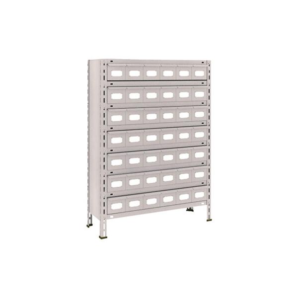 トラスコ TRUSCO スチールラック 軽量棚 875×300×1200 スチール引出 小×42 ネオグレー 43V-808A7 510-3321