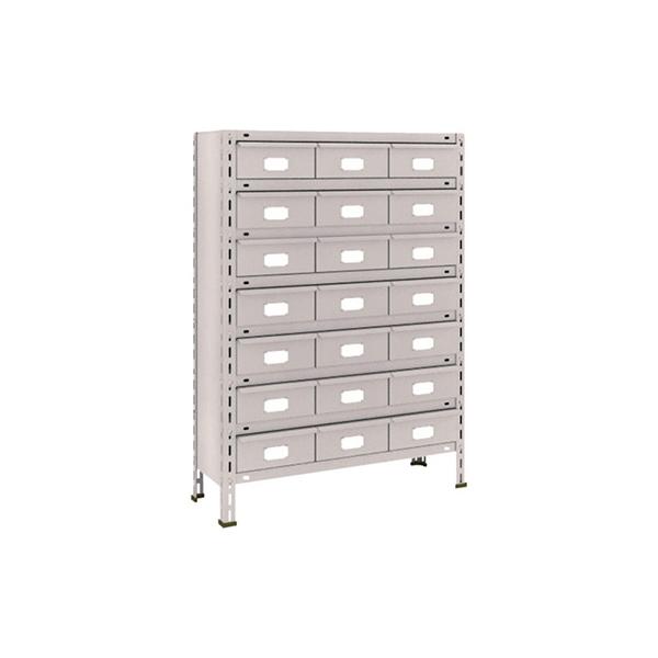 トラスコ TRUSCO スチールラック 軽量棚 875×300×1200 スチール引出 大×21 ネオグレー 43V-808B7 510-3339