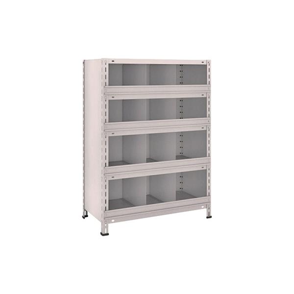トラスコ TRUSCO スチールラック 軽量棚 縦仕切前当付 875×450×1200 3列4段 ネオグレー 43X-55 503-9606