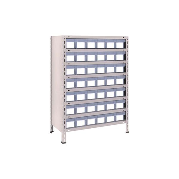 トラスコ TRUSCO スチールラック 軽量棚 875×450×1200 樹脂引出透明 小×42 ネオグレー 43X-808C7 503-3667