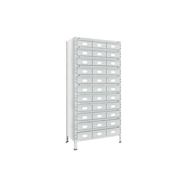 トラスコ TRUSCO スチールラック 軽量棚 875×450×1800 スチール引出 大×33 ネオグレー 63X-812B11 510-3452
