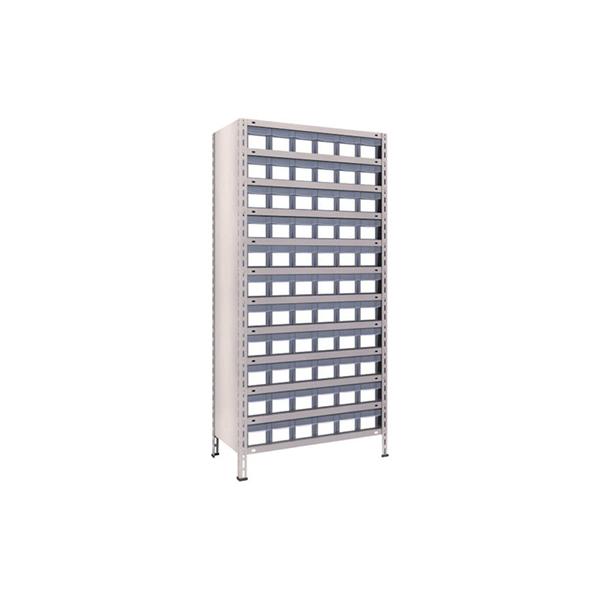 トラスコ TRUSCO スチールラック 軽量棚 875×450×1800 樹脂引出透明 小×66 ネオグレー 63X-812C11 503-3969