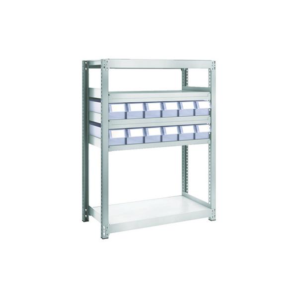 トラスコ TRUSCO スチールラック M2型軽中量棚 H1200 樹脂透明引出付 小×12 M2-4345-C12 856-3185