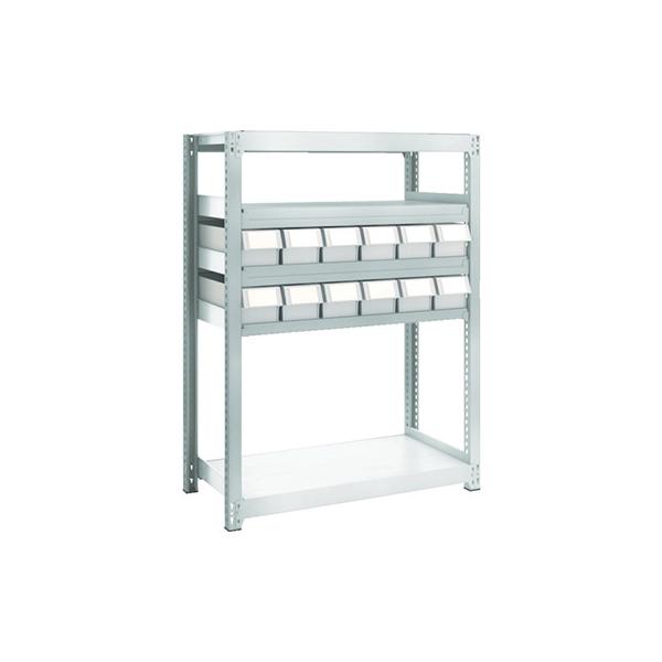 トラスコ TRUSCO スチールラック M2型軽中量棚 H1200 樹脂NG引出付 小×12 M2-4345-E12 856-3201