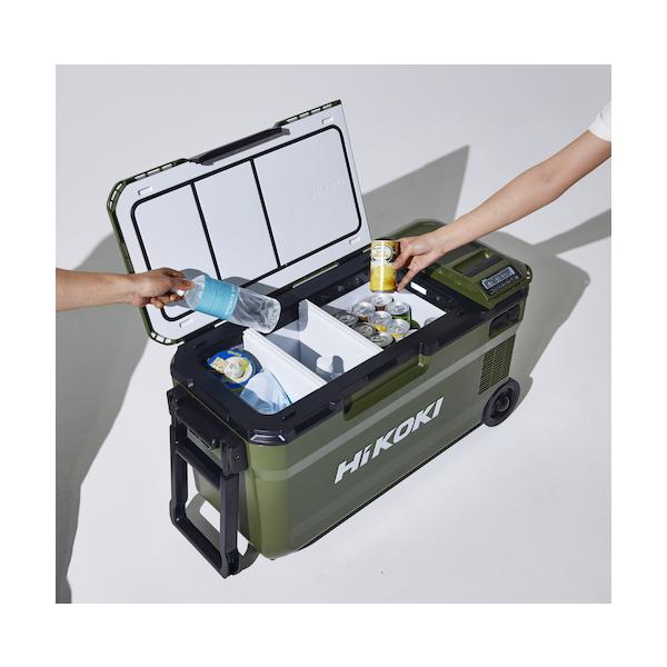 熱中症対策 HiKOKI 18V-14.4V コードレス冷温庫 超大容量サイズ36L フォレストグリーン マルチボルトセット品 UL18DE(WMGZ) 565-6901_2