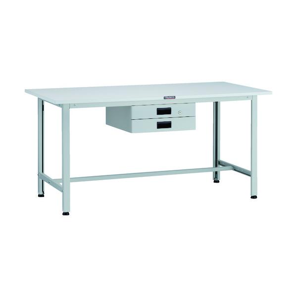 トラスコ TRUSCO 軽荷重作業台（200kg）AO型 1500X600XH740 薄型2段引出付 ホワイト色 AO-1560UDK2 125-9161