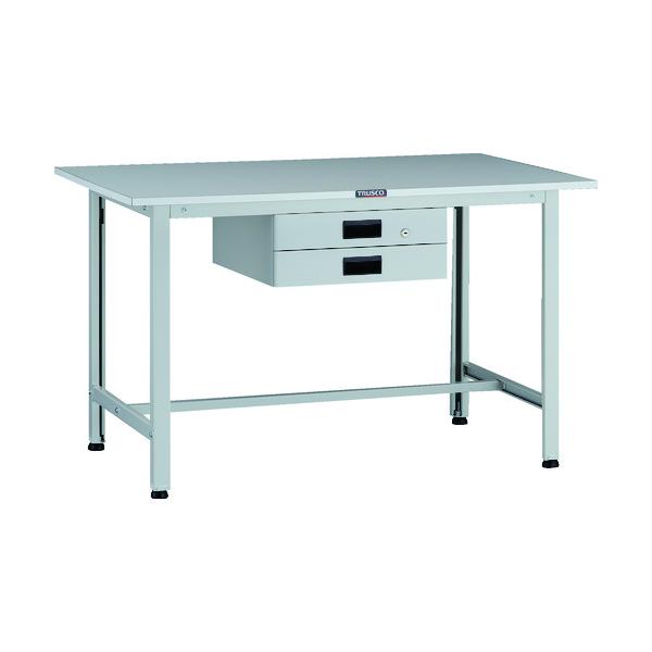 トラスコ TRUSCO 軽荷重作業台（200kg）AO型 1200X600XH740 薄型2段引出付 ホワイト色 AOR-1260UDK2 137-1703
