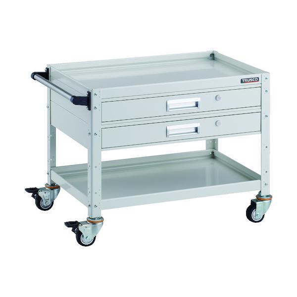トラスコ TRUSCO オレンジブック ツールワゴン バーディワゴン 750×500 引出2段付 ウレタン車輪 ホワイト BDW-672V2U-W 206-4192