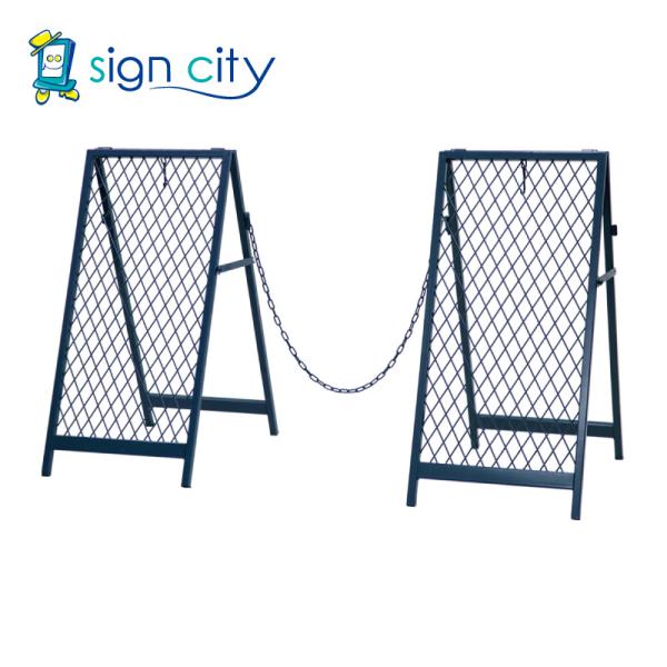 駐車場 駐車禁止 看板 スタンド バリケード フェンス ガイドポール おしゃれ チェーンゲート TWILL ツイル ブルーグレー 立て看板 ガーデン