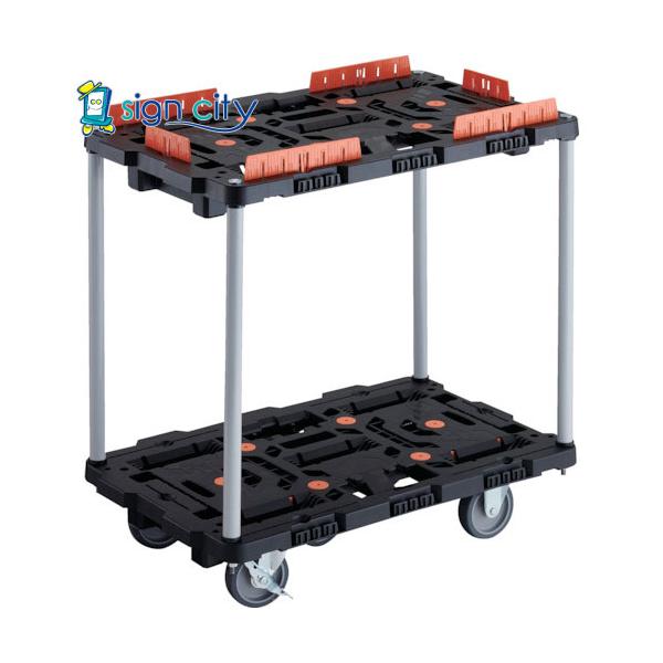 トラスコ TRUSCO 連結式樹脂製2段台車 ビートル 700X450 自在3輪コボレ止めセット付ハンドルなし BT720KJ3S2-E100 236-0470