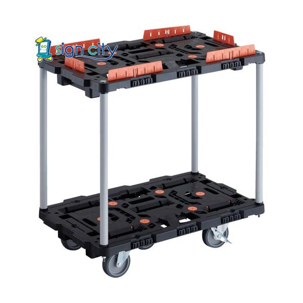 トラスコ TRUSCO 連結式樹脂製2段台車 ビートル 700X450 自在5輪コボレ止めセット付ハンドルなし BT720KJ5S2-E100 236-0491