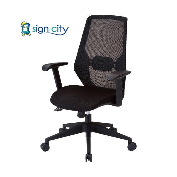 トラスコ TRUSCO メッシュハイバックチェア“VIENTO” 肘付 ブラック MCH