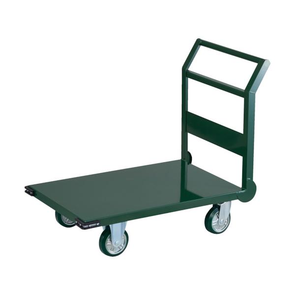 トラスコ中山 TRUSCO オレンジブック 鋼鉄製運搬車 ハンドル側自在車輪 900X600 Φ150ウレタン車 緑 SH-2UC 256-5602