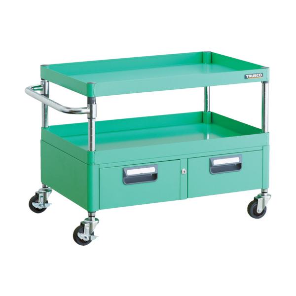 トラスコ TRUSCO ツールワゴン フェニックスワゴン 省音 750X500XH600 2列引出付 ヤンググリーン PEW-672W-YG 488-2750