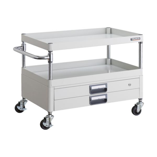 トラスコ TRUSCO ツールワゴン フェニックスワゴン 省音 750X500XH600 2段引出付 ホワイト PEW-672X-W 488-2768